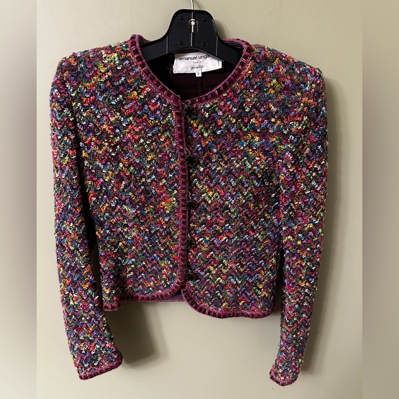 Emanuel Ungaro Womens Size 10 Crochet Jacket Multicolor Vintage Boucle Lined - Picture 1 of 11